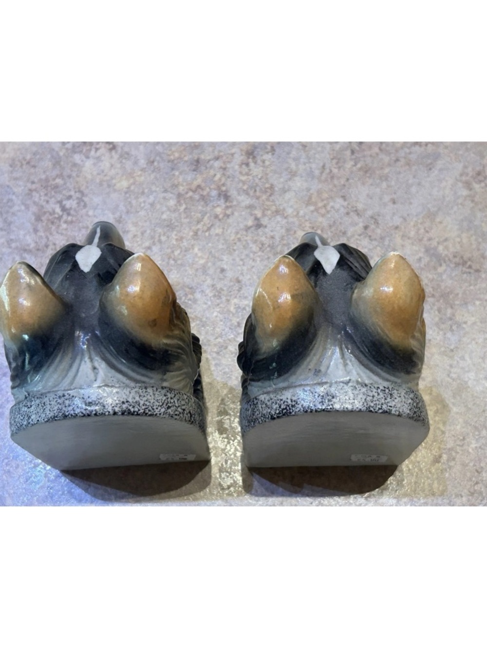Vintage Collie Dog Head Bookends - Pair in Brown and Cream-no chips cracks EUC - Picture 5 of 13